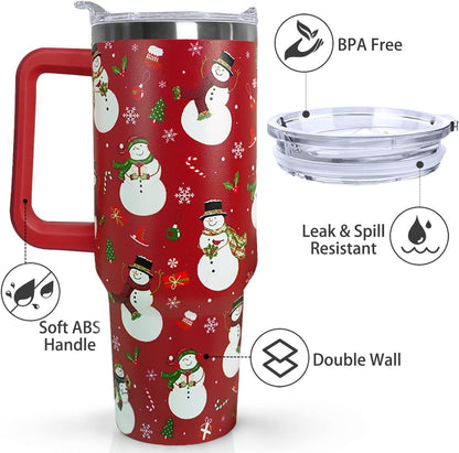 Ceovfoi 40 oz Pickleball Coffee Mug Vacuum Insulated Travel Tumbler with Handle, Lid & Straw - Perfect Pickleball Gifts for Players, Coaches, Lovers | Pickleball Accessories