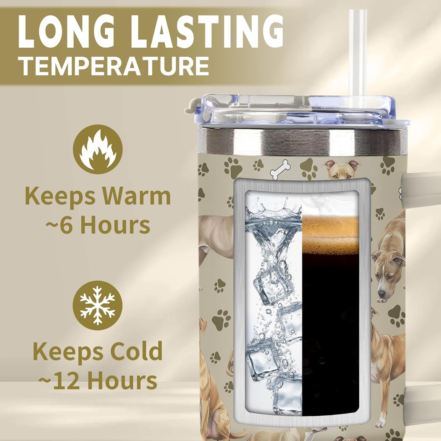 Beagle Gifts for Women Men, 40oz Stainless Steel Insulated Tumbler Travel Cup Mug, Funny and Unique Beagle Gifts for Dog Lover - Colors A