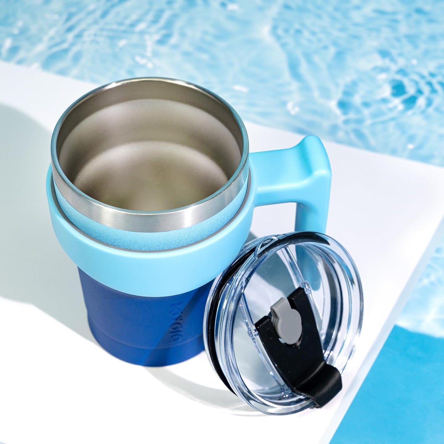 BJPKPK Tumbler With Handle And Straw Lid 40 oz Stainless Steel Insulated Coffee Tumbler Cups For Home, Office or Car,Turquoise