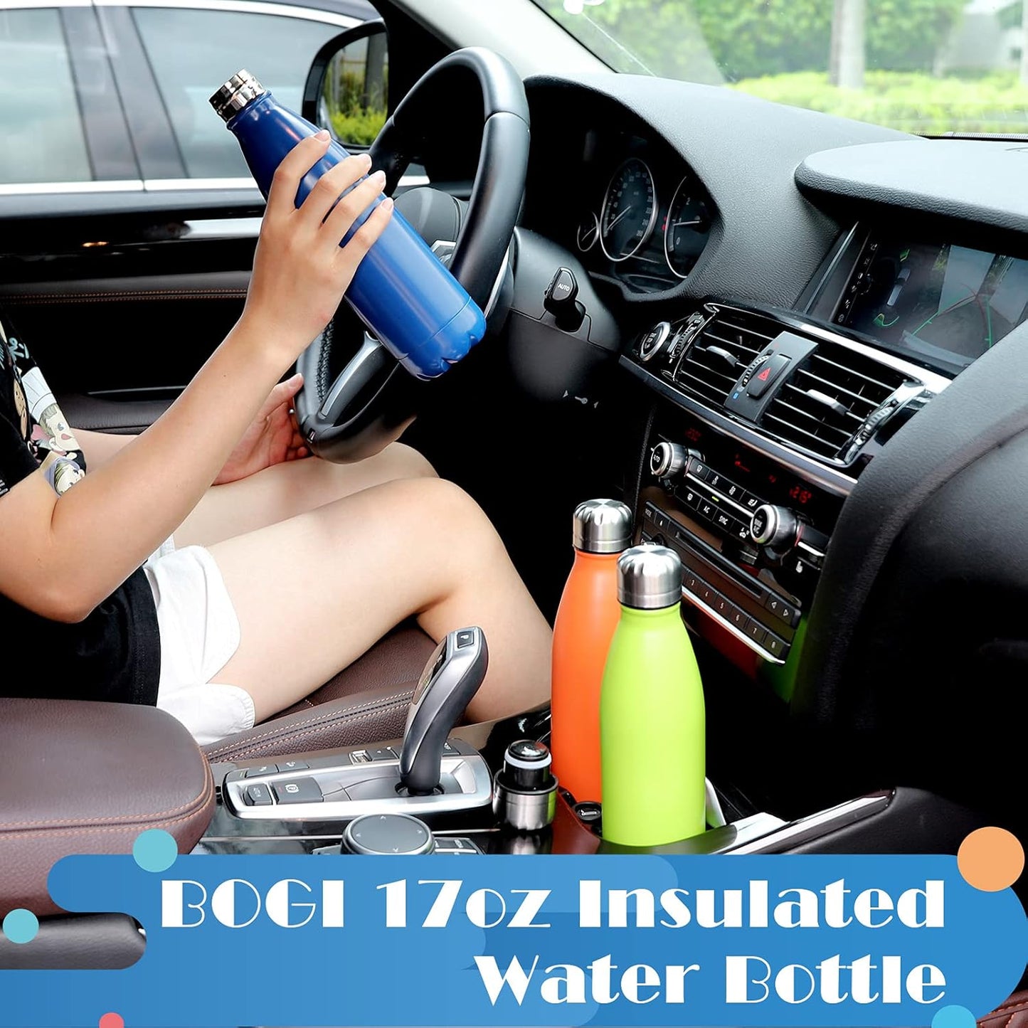 BOGI 17oz Insulated Water Bottle Double Wall Vacuum Stainless Steel Water Bottles, Leak Proof Metal Sports Water Bottle Keeps Drink Hot and Cold - Perfect for Outdoor Sports Camping Biking (Purple)