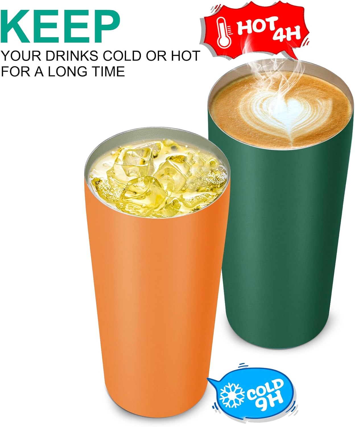 VEGOND 20oz Tumbler Bulk with Lid and Straw 1 Pack, Stainless Steel Vacuum Insulated Tumbler, Double Wall Coffee Cup Travel Mug, River Green