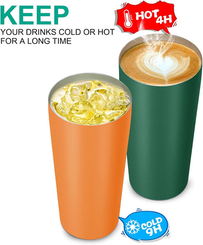 VEGOND 20oz Tumbler Bulk with Lid and Straw 1 Pack, Stainless Steel Vacuum Insulated Tumbler, Double Wall Coffee Cup Travel Mug, River Green