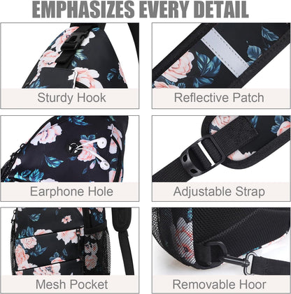 Pritent Crossbody Bags for Women Men Trendy Sling Bag Backpack Casual Chest Bag with Convertible Shoulder Strap