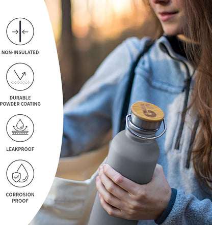 Bambaw Stainless Steel Water Bottles 32 oz, Non-insulated Single Wall Metal Water Bottle Stainless Steel, Reusable & Eco Friendly, Dishwasher Safe – Silver | Non-insulated