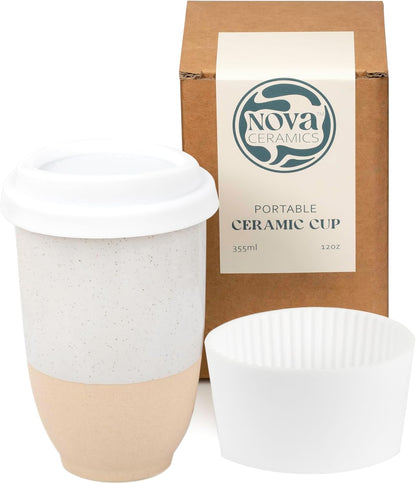 NOVA CERAMICS Coffee Tumbler – Travel Mug - On the Go Coffee Mug – Microwave & Dishwasher Safe Green Coffee Tumbler - Gifts For Women Men Him Her – 16oz – Monsoon