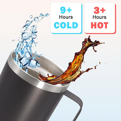 20 oz Tumbler with Handle and Lid, Stainless Steel Tumbler Insulated Travel Coffee Mug, Spill Proof Double Wall Vacuum Tumbler Cup Keep Drink Hot & Cold,White, 1 Pack