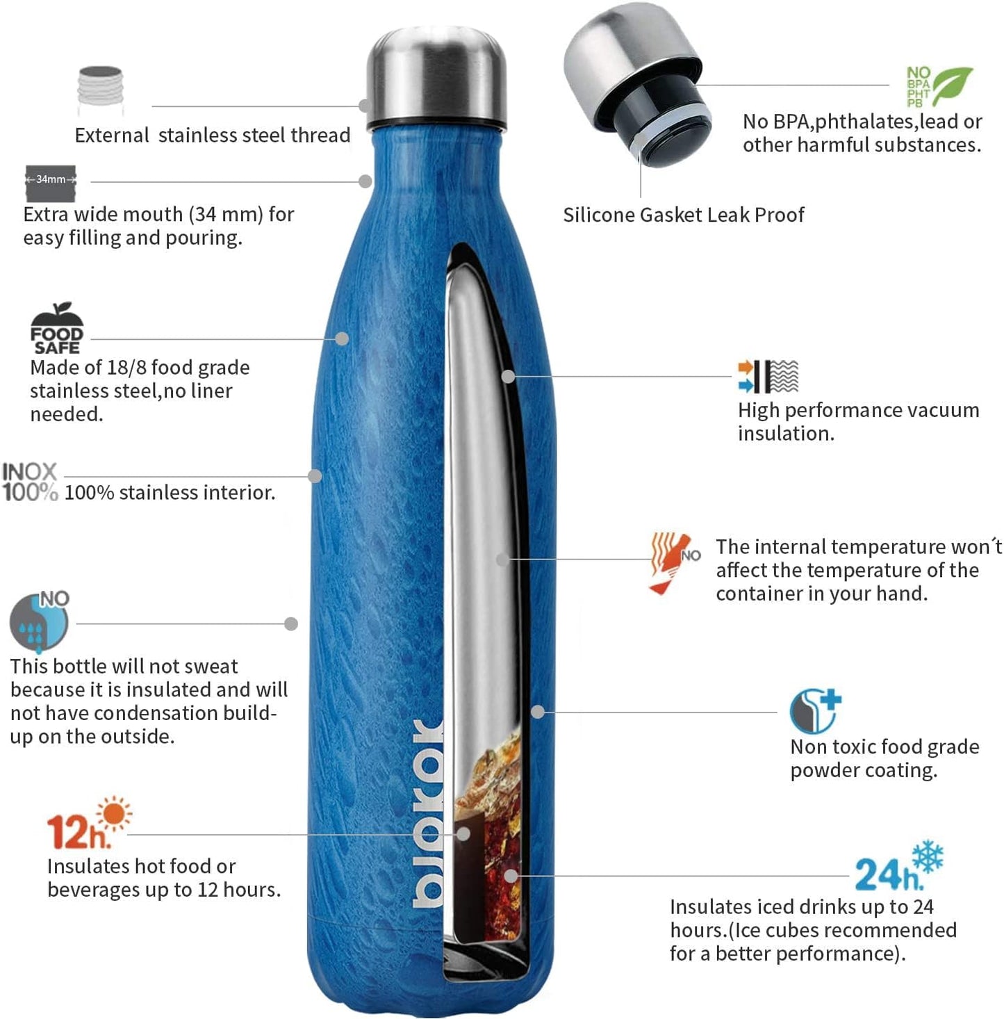 BJPKPK Insulated Water Bottle 12oz Small Stainless Steel Water Bottles Reusable Metal Thermal Keep Cold and Hot,Dreamy Purple - Colors A