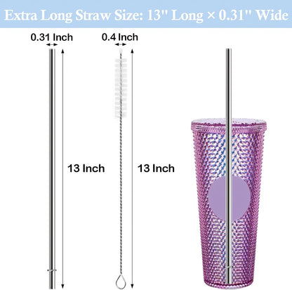 10.5 Inch Stainless Steel Straws Replacement for Starbucks Cold Cup Venti 24 oz, 6 PCS Straight Reusable Metal Straw with Cleaning Brush, 10.5" X 0.31" Compatible with Starbucks Tumblers