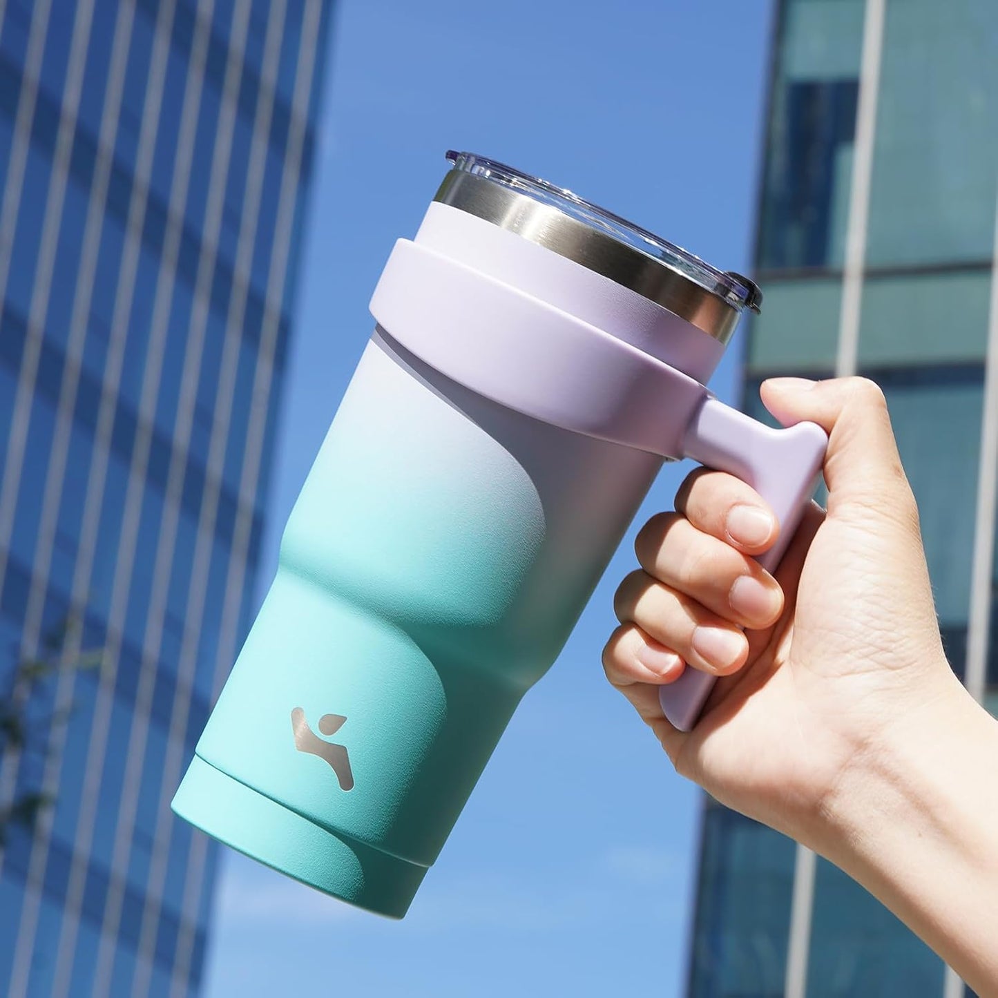 Konokyo 20 oz Tumbler with Handle and 2 Straw 2 Lid, Insulated Water Bottle Stainless Steel Vacuum Cup Reusable Travel Mug,Black