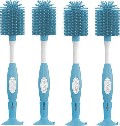 Dr. Brown's Soft Touch No Scratch Baby Bottle Cleaning Brush Nipple Cleaner with Stand and Storage Clip, BPA Free, Blue 1-Pack