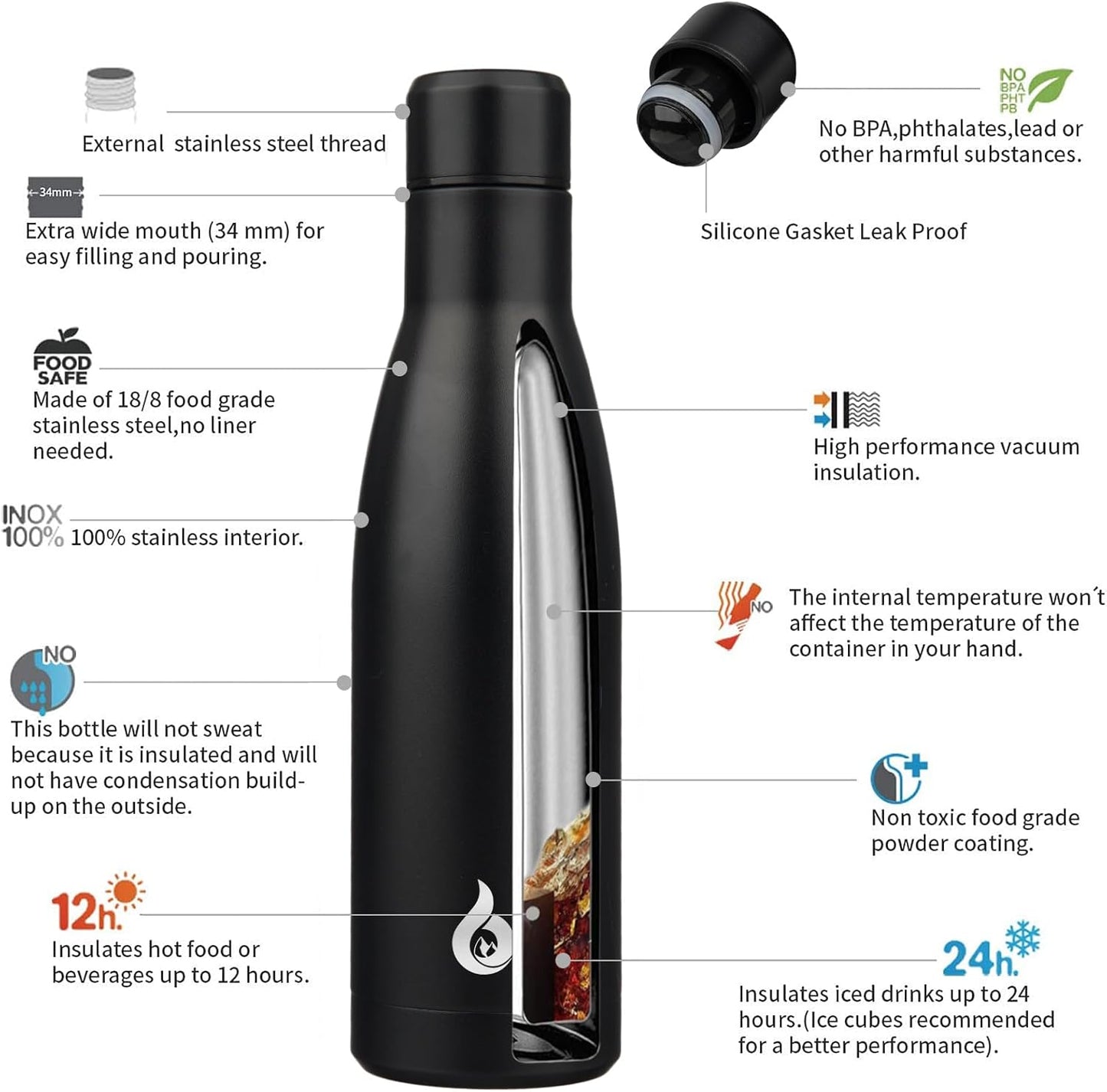 BJPKPK Insulated Water Bottle 12oz Small Stainless Steel Water Bottles Reusable Metal Thermal Keep Cold and Hot,Dreamy Purple - Colors A