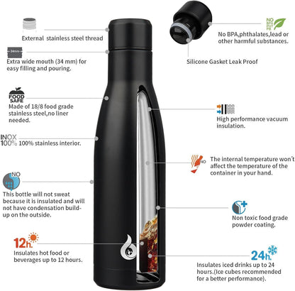 BJPKPK Insulated Water Bottle 12oz Small Stainless Steel Water Bottles Reusable Metal Thermal Keep Cold and Hot,Dreamy Purple - Colors A