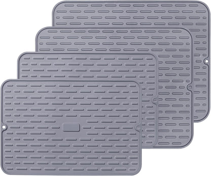 To encounter Silicone Dish Drying Mat -Small 17.5" x 8" - Set of 2 Flexible Stemware Drying Mat, Heat Resistant Silicone Trivet, Countertop Mat, Dish Draining Mat, Sink Mat