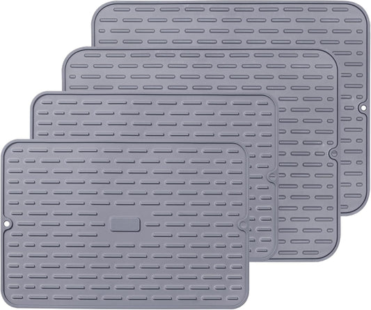 To encounter Silicone Dish Drying Mat -Small 17.5" x 8" - Set of 2 Flexible Stemware Drying Mat, Heat Resistant Silicone Trivet, Countertop Mat, Dish Draining Mat, Sink Mat