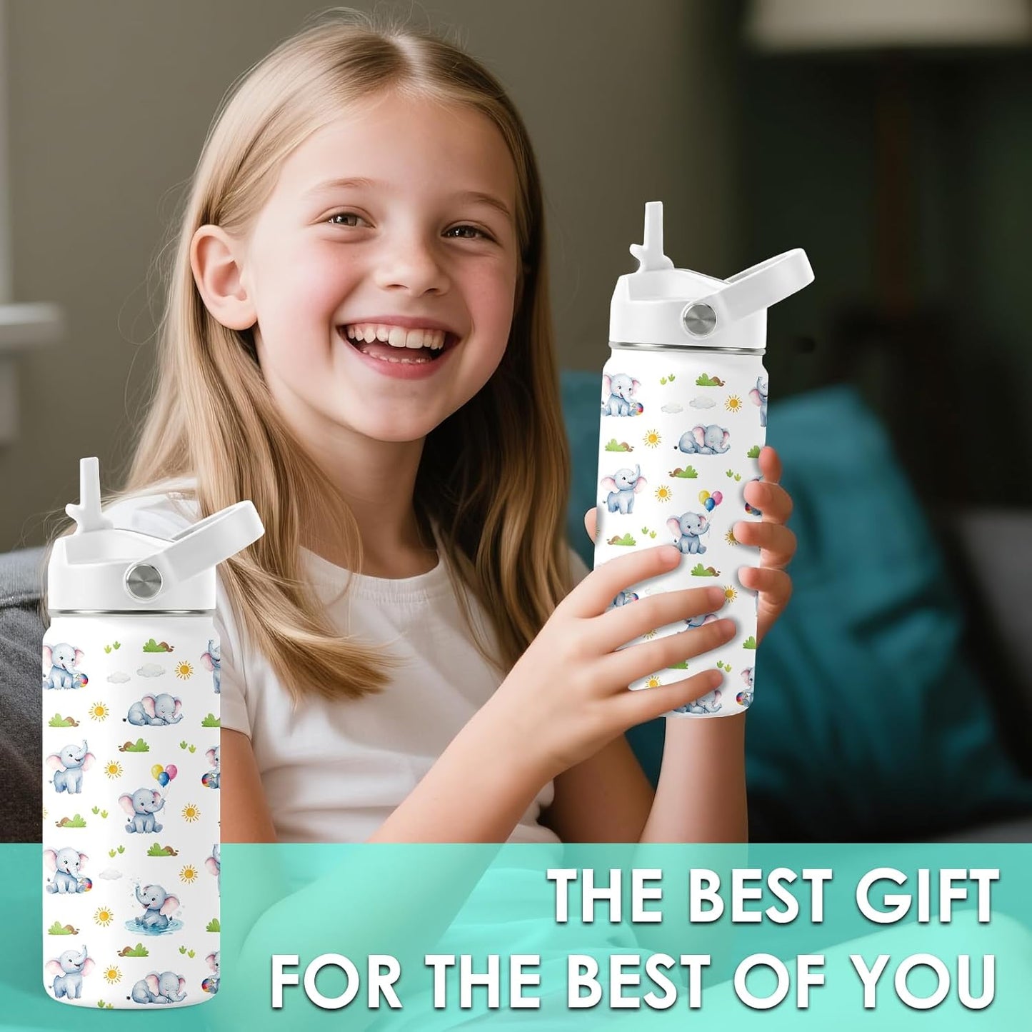 Strawberry Gifts for Kids - 16oz Pink Kids Water Bottle with Straw Lid, Stainless Steel Insulated Water Bottle, Leakproof, BPA-Free, for Girls, School, Strawberry Lover Children Birthday Gift Cup(1pc)