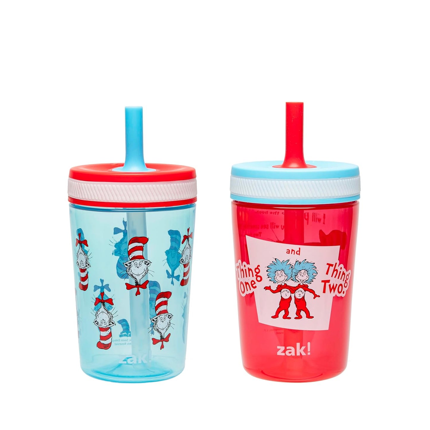 Zak Designs 15oz Bluey Kelso Tumbler Set, Leak-Proof Screw-On Lid with Straw Made of Durable Plastic and Silicone, Perfect Bundle for Kids, 2 Count (Pack of 1) - Colors B