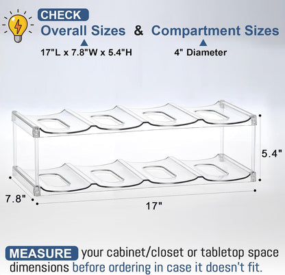 LARGER Compartment - 3 Tier Stackable Water Bottle Organizer Holder - for Stanley 40oz & Others' Large Tumbler - Clear Wine Rack, 12 Cup Bottle Holder for Cabinet Home Countertop Fridge Pantry Shelf