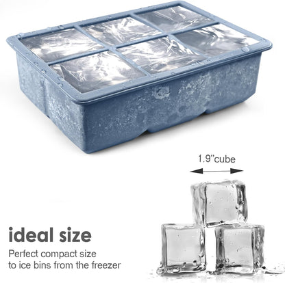 Excnorm Silicone Ice Cube Trays 3 Pack - Large Size Silicone Ice Cube Molds with Leak Proof Removable Lid Square Ice Cube Tray And BPA Free for Cocktail,Whiskey, Stackable Flexible Ice