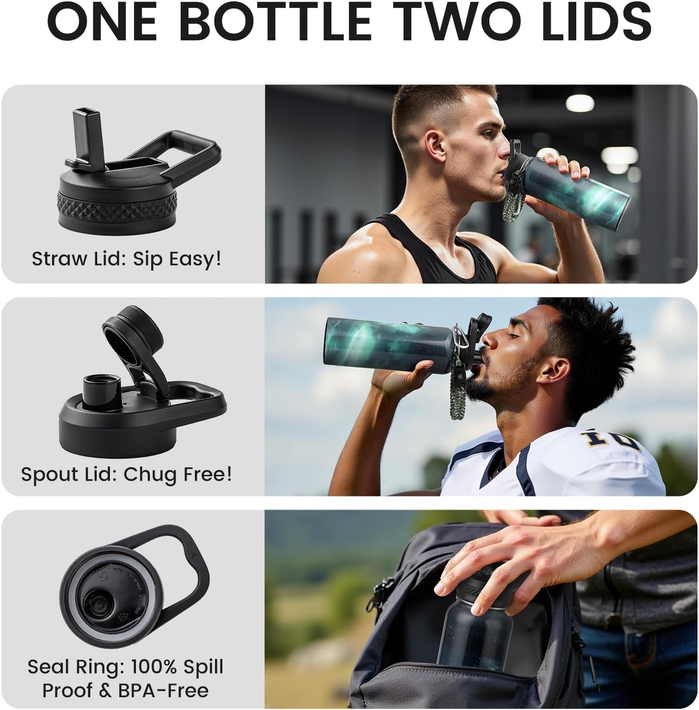RAYMYLO One Gallon Water Bottle Insulated, Triple Walled Vacuum Stainless Steel (Cold for 48 Hrs), Leak Proof & Non-BPA, Large Water Flask Jug with Paracord Handle & Straw Spout Lids
