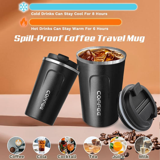 SPLMIFA Travel Coffee Mug Leak-Proof, Reusable Coffee Cups with Lids, Stainless Steel Vacuum Insulated Coffee Tumblers, Thermal Insulation Cup for Men and Women Hot & Cold Drinks(2nd-Green Pink, 12OZ)