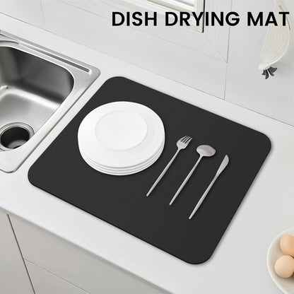WISELIFE Dish Drying Mat Super Absorbent Drying Mat Large Dish Drying Mats for Kitchen Counter Easy Clean Dish Mat Kitchen Drying Mat15"x 18" Stylish Grey