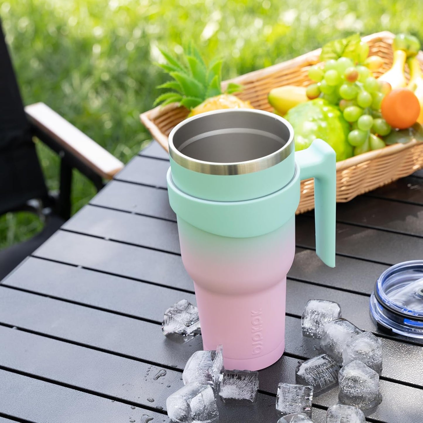 BJPKPK Tumbler With Handle And Straw Lid 40 oz Stainless Steel Insulated Coffee Tumbler Cups For Home, Office or Car,Turquoise
