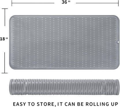 MicoYang Silicone Dish Drying Mat for Multiple Usage,Easy clean,Eco-friendly,Heat-resistant Silicone Mat for Kitchen Counter,Sink,Bar,Bottle,or Cup Green M 17 inches x 6 inches