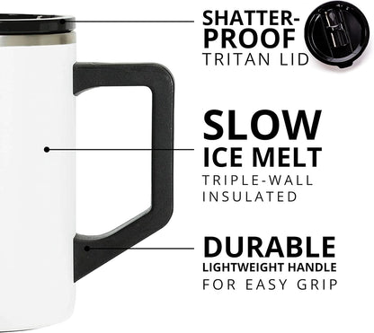 Elemental Insulated Coffee Mug - Triple-Wall Stainless Steel Summit Travel Cup for Hot and Cold Drinks - Thermal Coffee Mug with Lid and Handle for Camping, Office & Travel 16oz - Rainbow Speckle