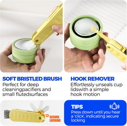 6 PACK Holikme 4 in 1 Cup Lid Cleaning Brush Set with 3 Straws, Multifunctional Bottle Brush, Silicone Cup Lid Gap Cleaner, Durable Bristle Crevice Cleaning Brush,Flat End Brushes,Navy & Black & Olive