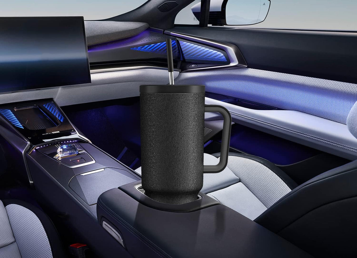Meoky 40 oz Tumbler with Handle and Straw: Stainless Steel Insulated Tumbler with Lid and Straw - 100% Leak Proof Tumbler for Car Cup Holders - Travelers Commuters Workers, Donut