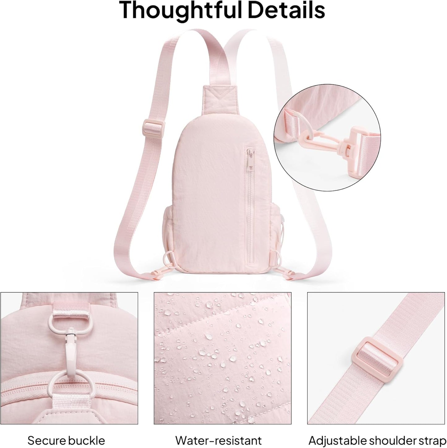 TOPEAST Sling Bag for Women, Anti-Theft Crossbody Bag with RFID Blocking & Water Bottle Holder for Travel, Water-resistant