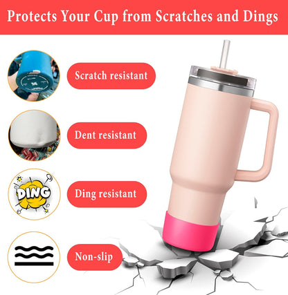 KTKUDY 2Pcs Silicone Boot for Stanley Quencher Tumbler 30 oz 40 oz & IceFlow 20 oz 30 oz & Fit Owala Freesip Water Bottle & Fit Hydro Flask & More - Cup Bottom Accessories Fit Stanley Cup