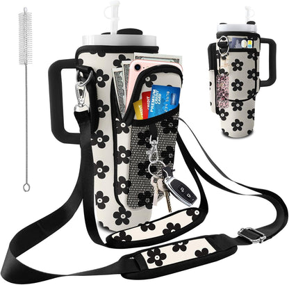 Stanley Carrier Bag for Stanley 40oz/30ozTumbler with Phone with 2 Adjustable Strap,3 Pockets Bottle Stanley Cup Carrier Bag & Case,Accessories for Hiking Travelling
