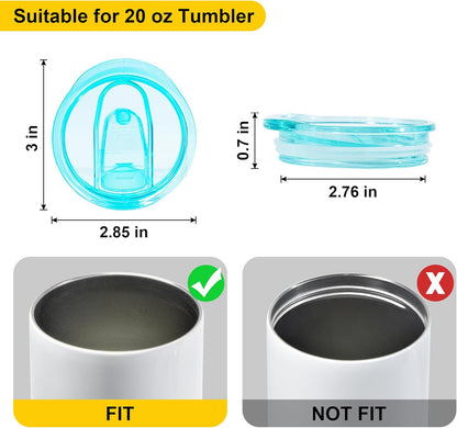 10 Pcs 20 oz Tumbler Lid Plastic Skinny Tumbler Lid Replacement Splash Resistant 20 oz Silicone Sliding Skinny Tumbler Lids, BPA Free, Straw Friendly, Multi-Colored