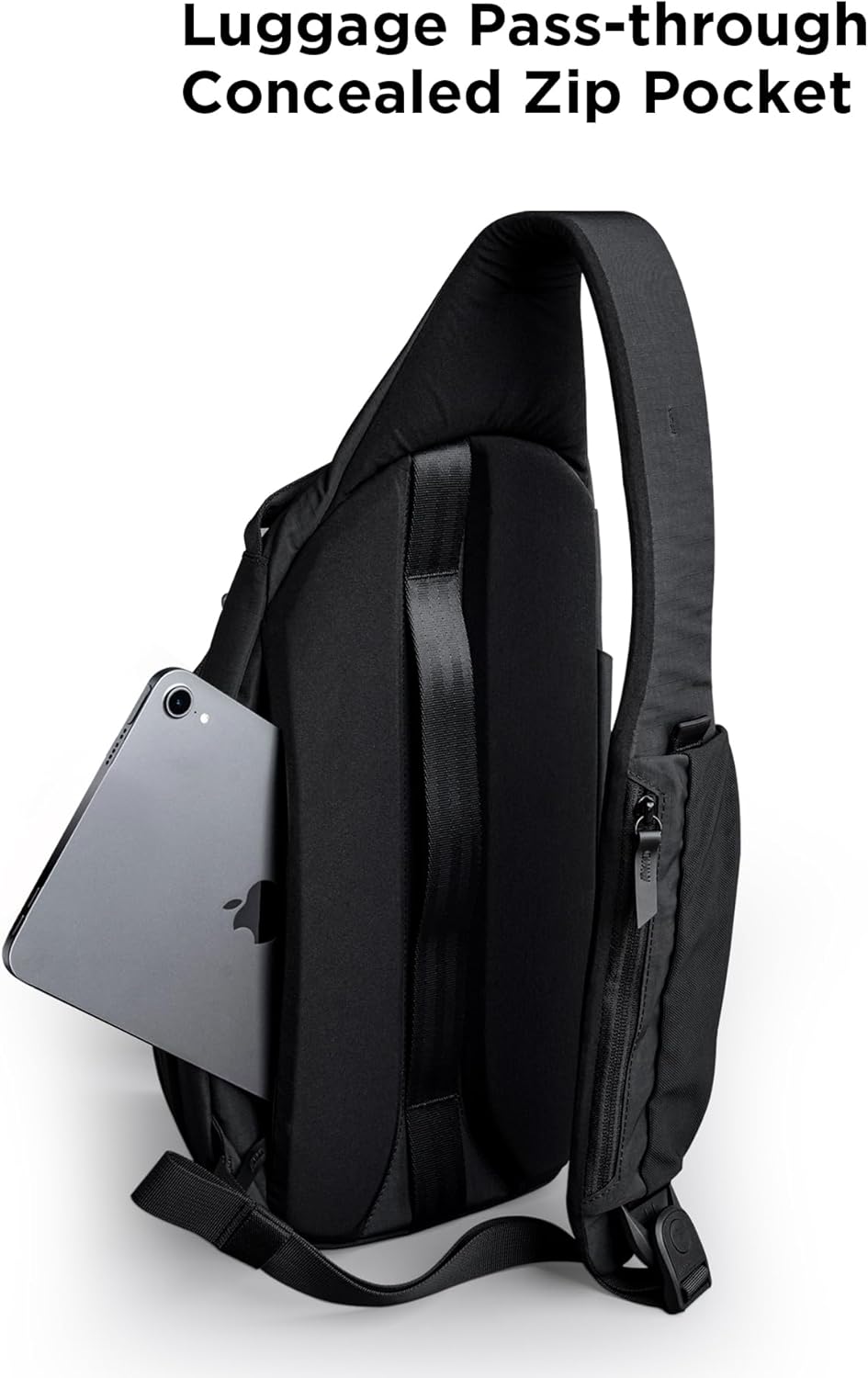 ALPAKA Metro Crossbody Left Shoulder 7.5L - Crossbody Bag Men,Sling Backpack - Fits 11" Tablet - Single Shoulder with YKK Zipper - Expandable Water Bottle Pocket - Phone Sleeve- Black Axoflux 210D