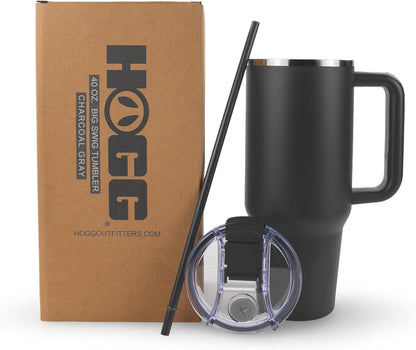 Hogg Big Swig 40 oz Tumbler with Handle and Straw - Red, 40oz Insulated Stainless Steel, Water Tumbler with Straw, Water Cup with Handle, Versatile Leak Proof Lid