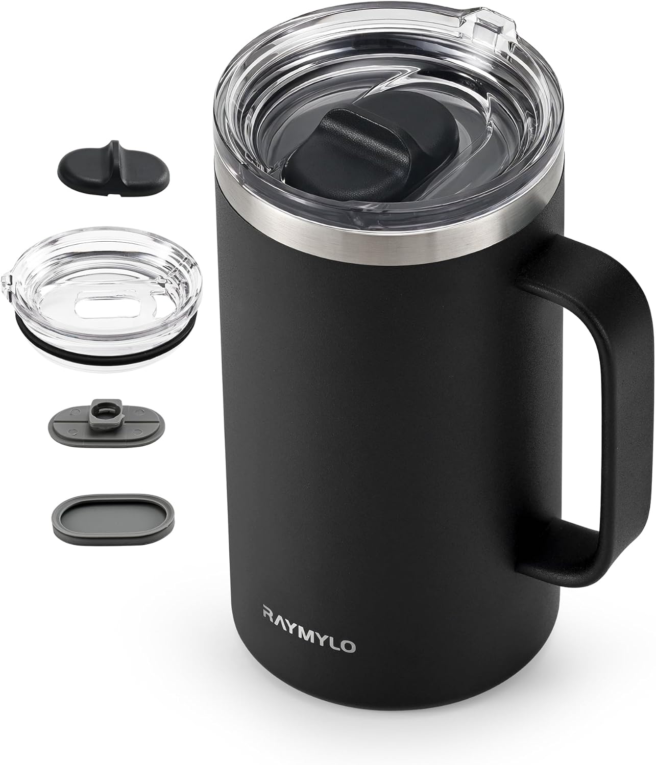 RAYMYLO Insulated Coffee Mug 12 oz, Double Wall Stainless Steel Coffee Mug with Lids, Leak-Proof & Detachable Slider Lid for Thorough Clean, Keeps Coffee Cold for 9 Hrs, Suitable for Camp Home Office