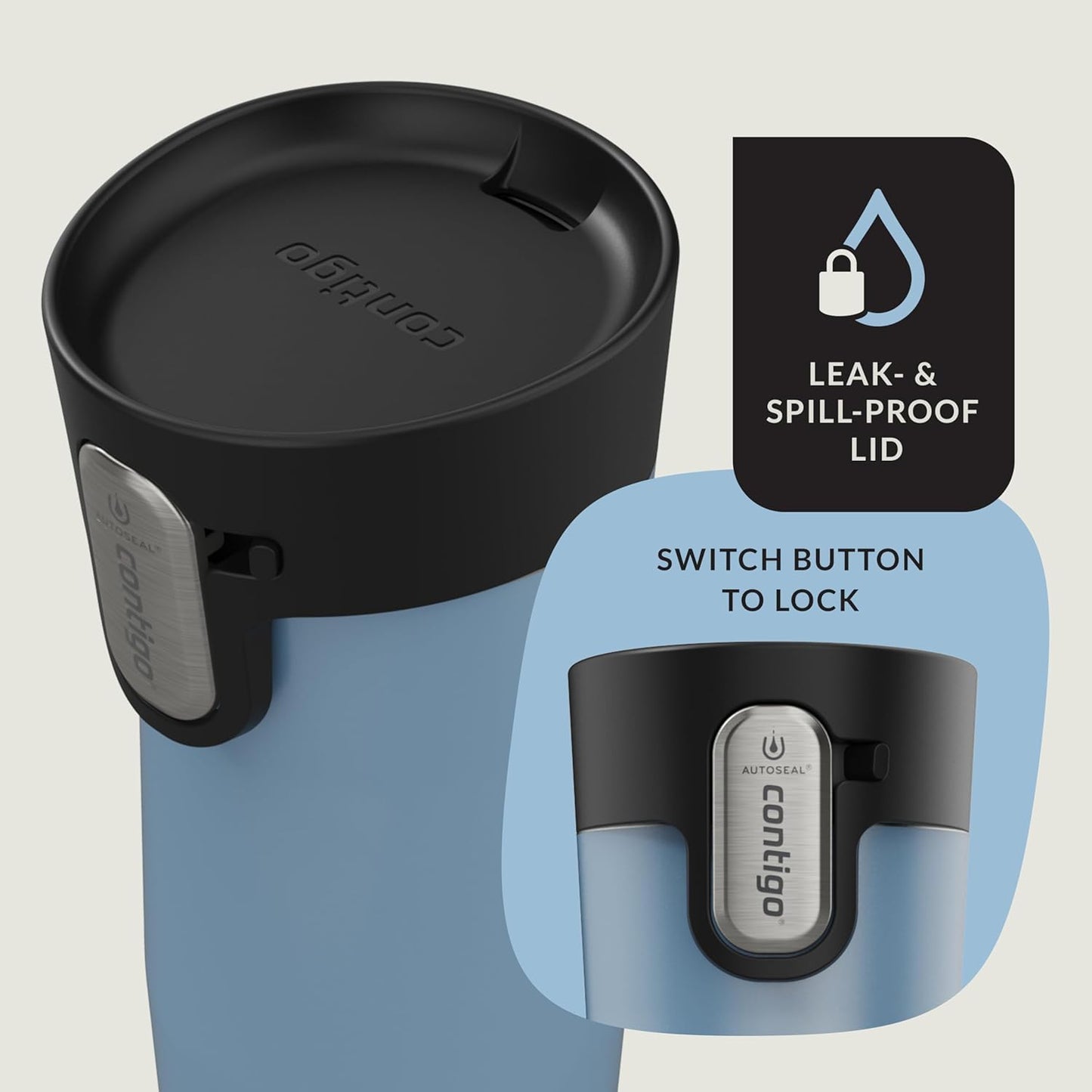 Contigo AUTOSEAL West Loop Vacuum-Insulated Stainless Steel Travel Mug with Easy-Clean Lid 12 oz Blueberry