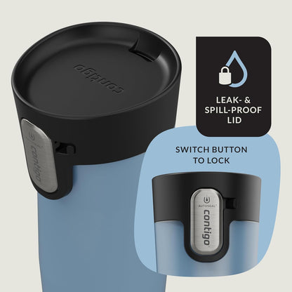Contigo AUTOSEAL West Loop Vacuum-Insulated Stainless Steel Travel Mug with Easy-Clean Lid 12 oz Blueberry
