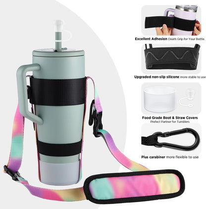 EasyAcc Water Bottle Holder Strap Sling, for Owala FreeSip 24 32 40 oz, Hydro Flask, Cirkul, Yeti, Stanley Flip, Universal Water Bottles, with Carabiner, for Walking Curise Travel (Bottle Excluded)