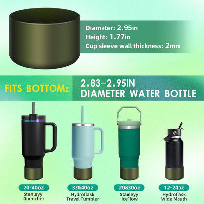 Chameleon Silicone Water Bottle Boot, Compatible with Stanley & Hydro Flask Tumbler 2.8-2.95in Bottom Anti-Slip Protector Rubber Sleeve