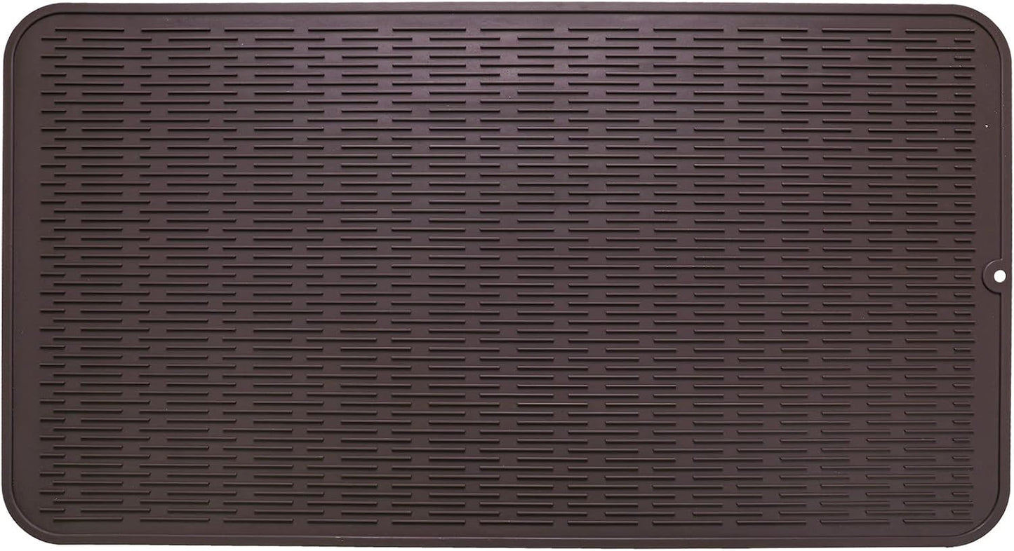 MicoYang Silicone Dish Drying Mat for Multiple Usage,Easy clean,Eco-friendly,Heat-resistant Silicone Mat for Kitchen Counter,Sink,Bar,Bottle,or Cup Green M 17 inches x 6 inches