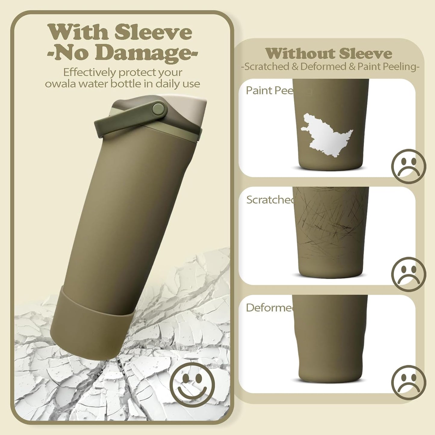 2PCS Silicone Boots for Owala 30oz & 40oz FreeSip Sway Bottles & Tumblers – Non-Slip, Scratch-Resistant, Stability Enhancer for Owala Accessories (Eucalyptus Green) - Colors B