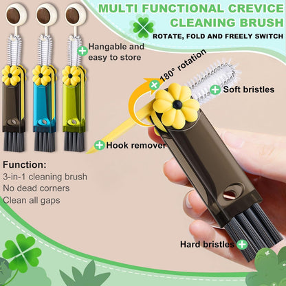 3 in 1 Cup Lid Cleaning Brush, Portable Water Bottle Brush, Multifunctional Bottle Cleaner Brush Set for Tight Spaces, Bottle Gaps, Tumblers, Travel Mug Caps(3 PCS)