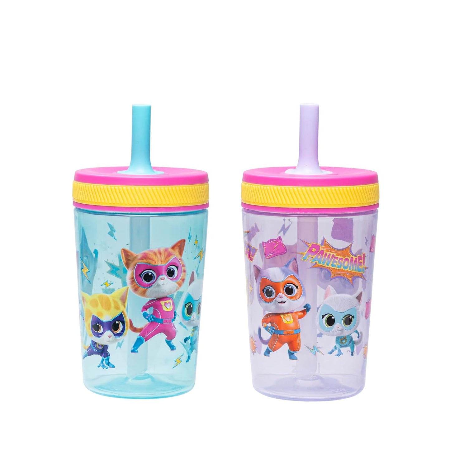 Zak Designs 15oz Bluey Kelso Tumbler Set, Leak-Proof Screw-On Lid with Straw Made of Durable Plastic and Silicone, Perfect Bundle for Kids, 2 Count (Pack of 1) - Colors A