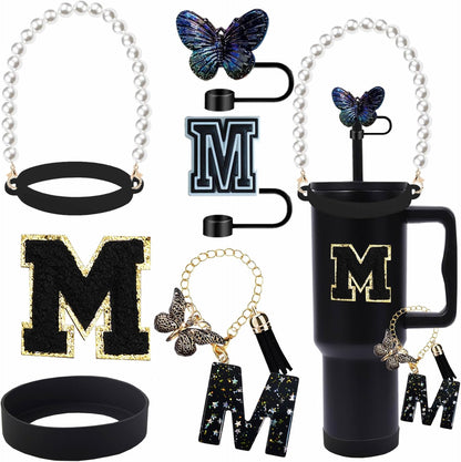 7pcs Cup Accessories for Stanley 30/40oz Tumbler, Handle Strap, Straw Cover, Silicone Boot, Letter Charm Stickers