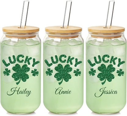 Mason Life Matcha Cup, 18 OZ Cute Glass with Lid and Straw, Matcha Drinking Cup Beer Can Glass for Valentines Day Gift Iced Coffee Smoothie Cocktail Milk Mother's Gifts