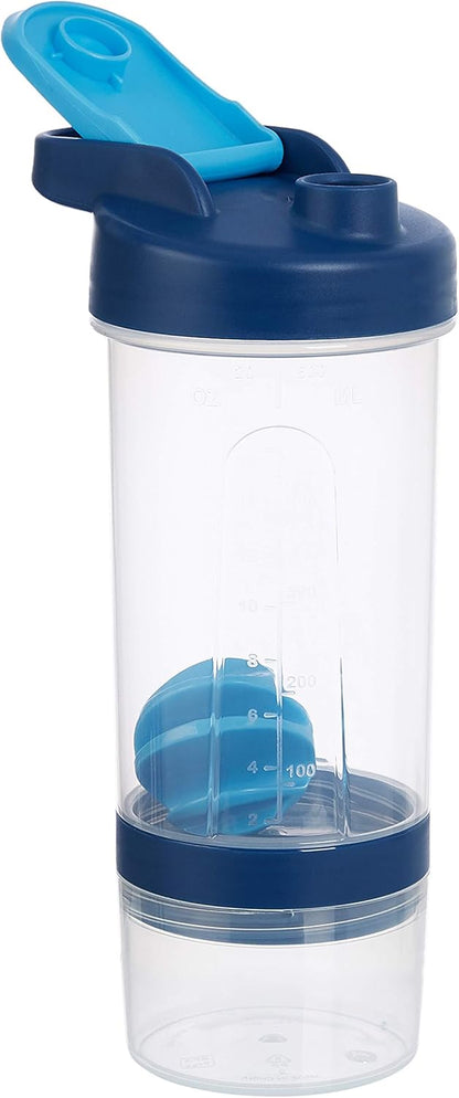 Amazon Basics Protein Shaker Bottle with Mixer Ball, Dishwasher Safe, 20 oz, Gray, 2-Pack