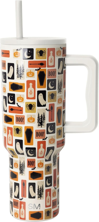 Simple Modern Halloween Signature Voyager | 16oz Travel Coffee Mug Tumbler with 360° Lid | Gifts for Women Men | Ceramic-Lined Insulated Stainless Steel Cold Brew Iced Coffee Cup | Spooky Mix