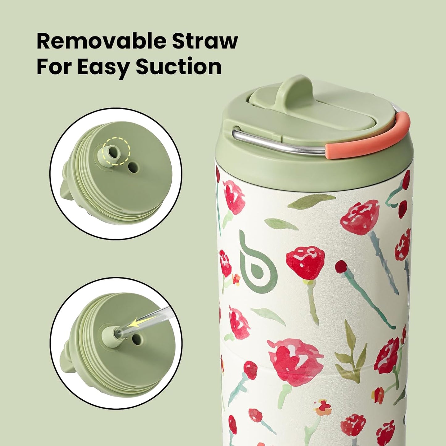 BOTTLE BOTTLE Insulated Water Bottle 24oz with Straw Lid and Handle for Sports Travel Gym Stainless Steel Water Bottles Double-Wall Vacuum Metal Leak Proof BPA-Free